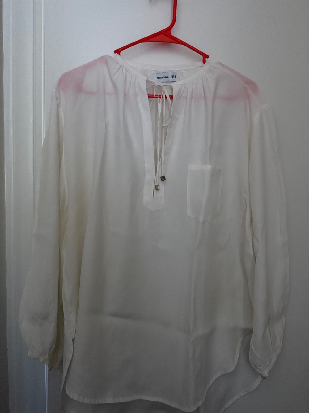 Faithfull the Brand White Tie-Front Long Sleeve Shirt